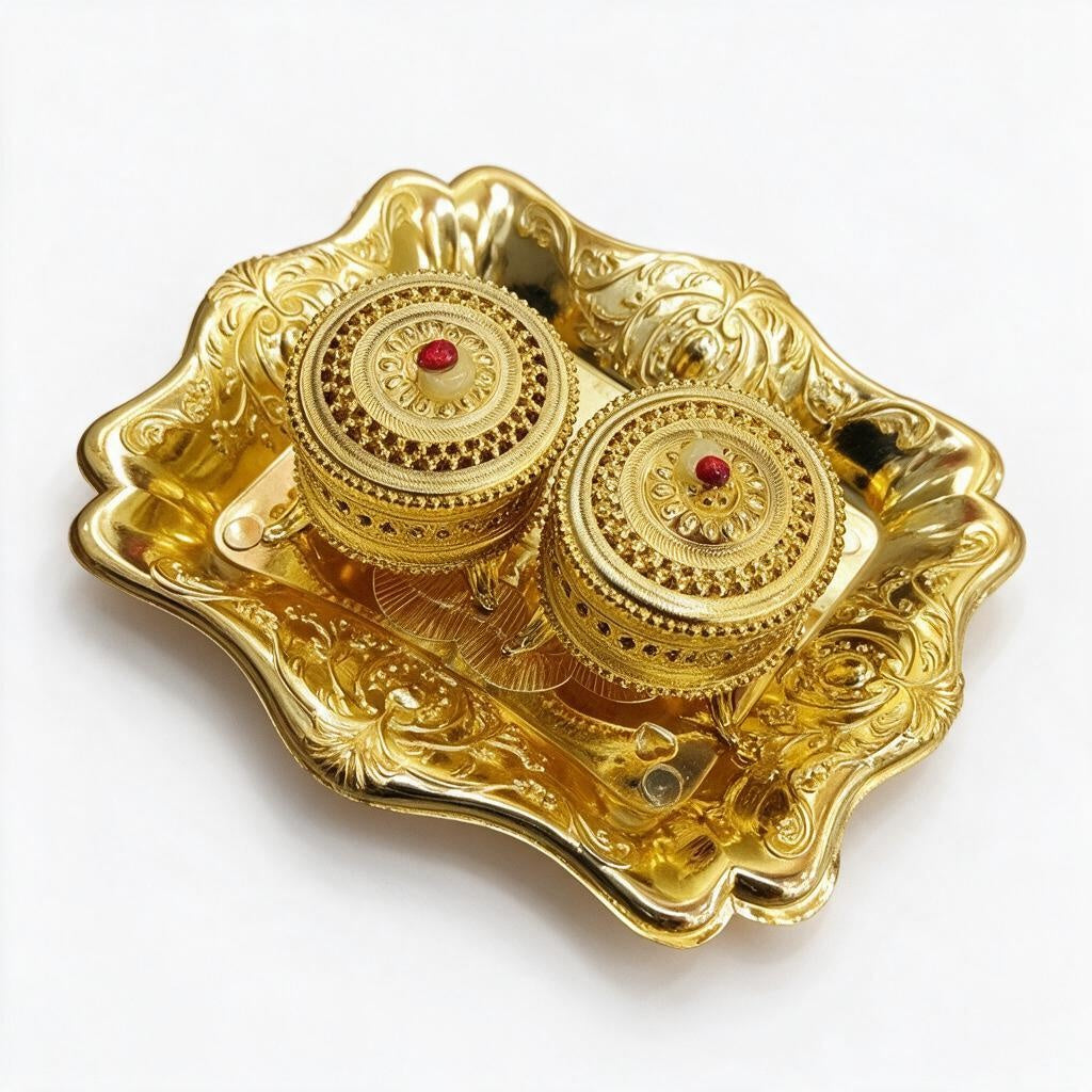 Gold Tray And Round Box Set product photo