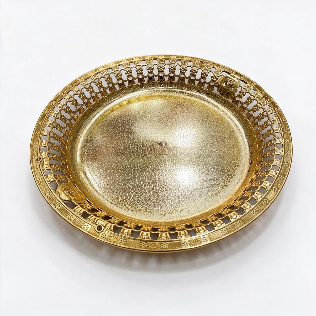 Gold-Tone Round Ornate Tray product photo