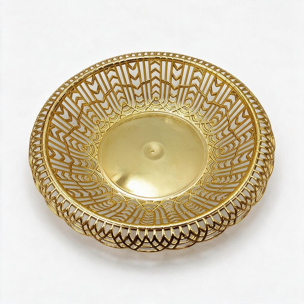 Gold-Tone Geometric Round Tray product photo