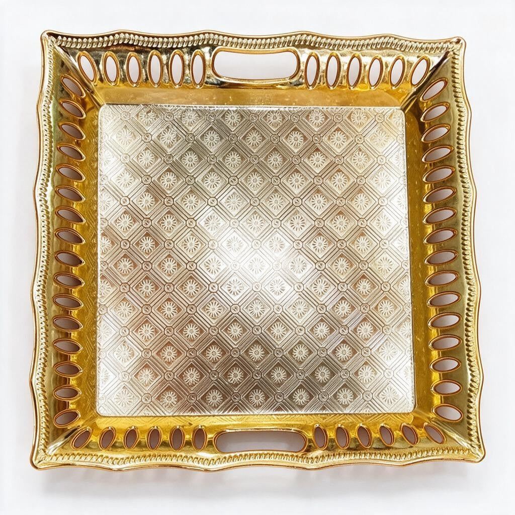 Gold-Tone Rectangular Red-Inset Tray product photo