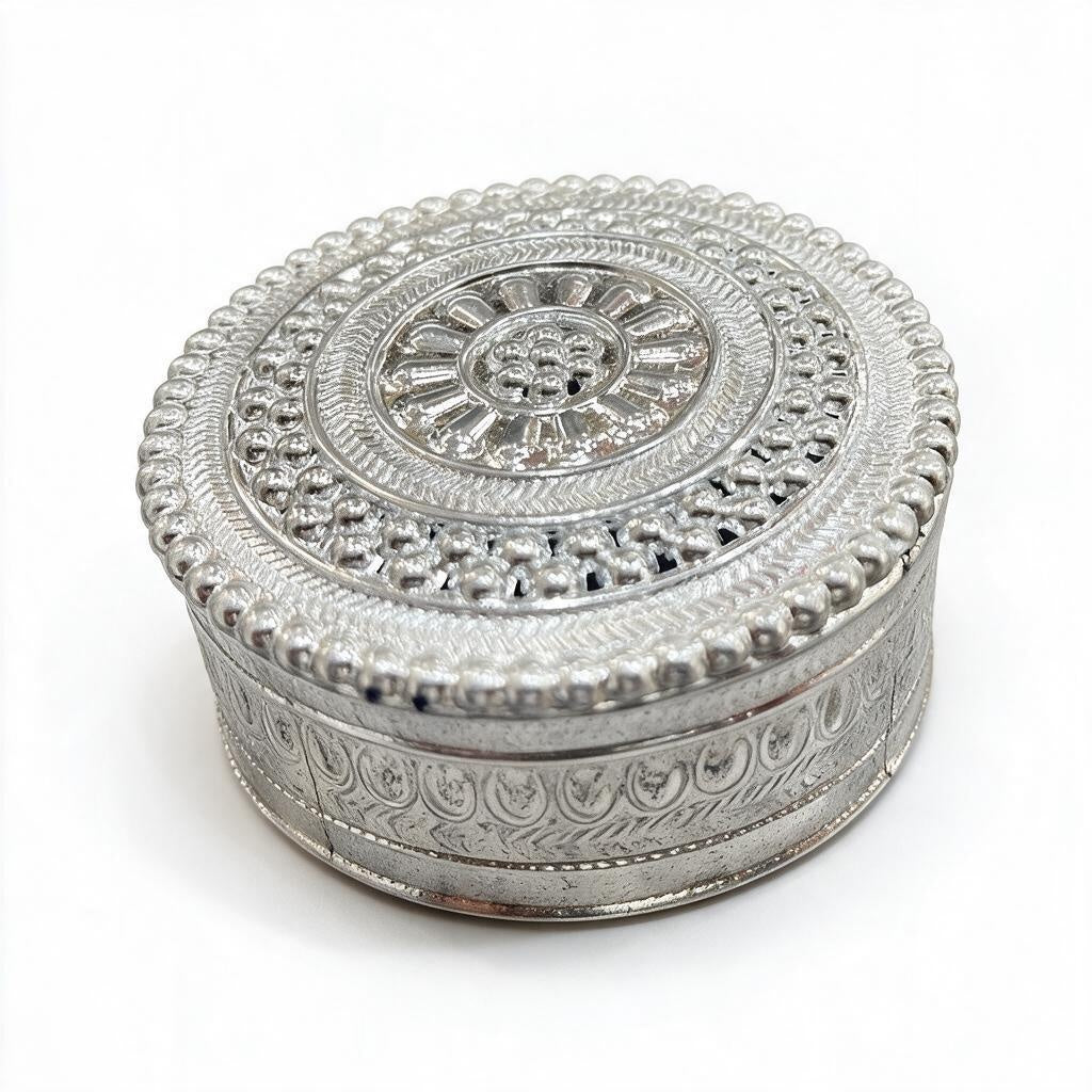 Silver Ornate Round Box product photo