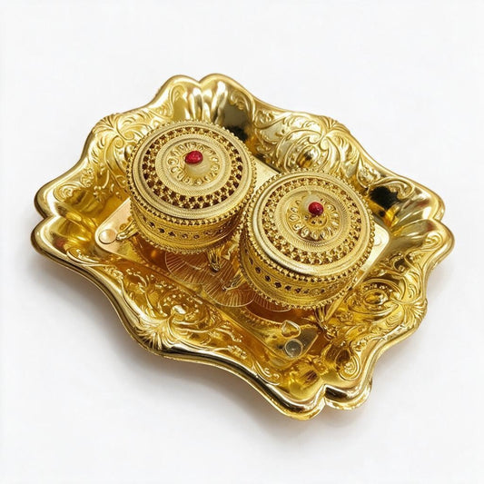 Gold Tray And Round Box Set product photo