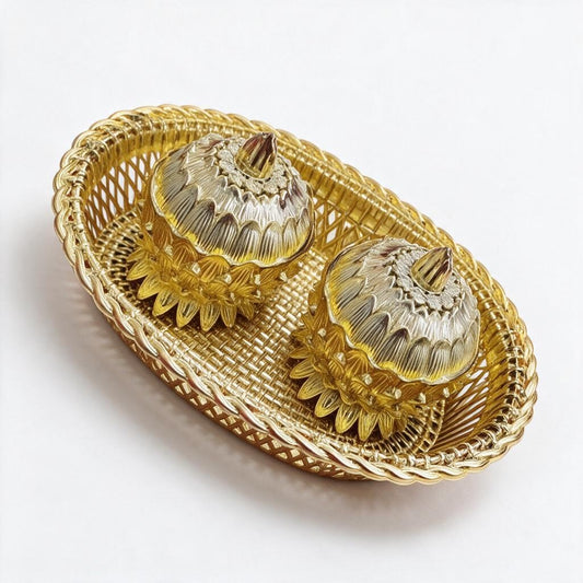 Gold Oval Tray And Lotus Box Set product photo