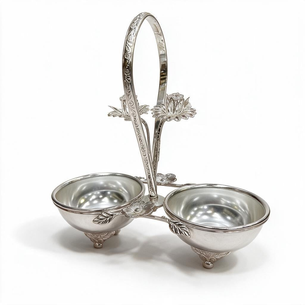 Silver Handled Two-Bowl Item product photo