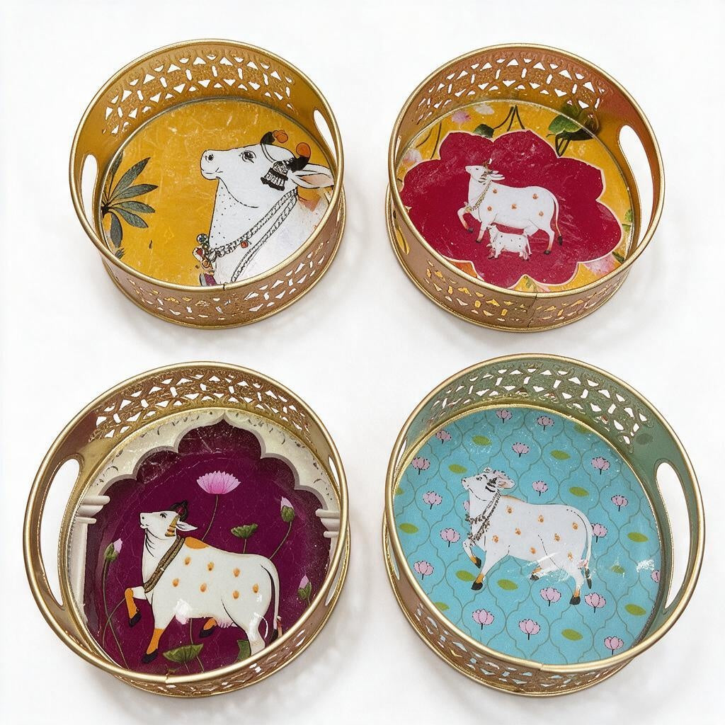 Pichwai Round Handled Tray product photo