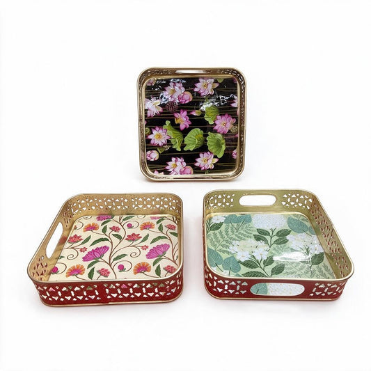 Pichwai Rectangular Handled Tray product photo