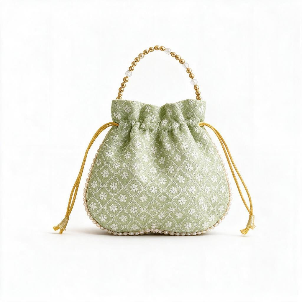 Pale Green Embroidered Potli Bag product photo