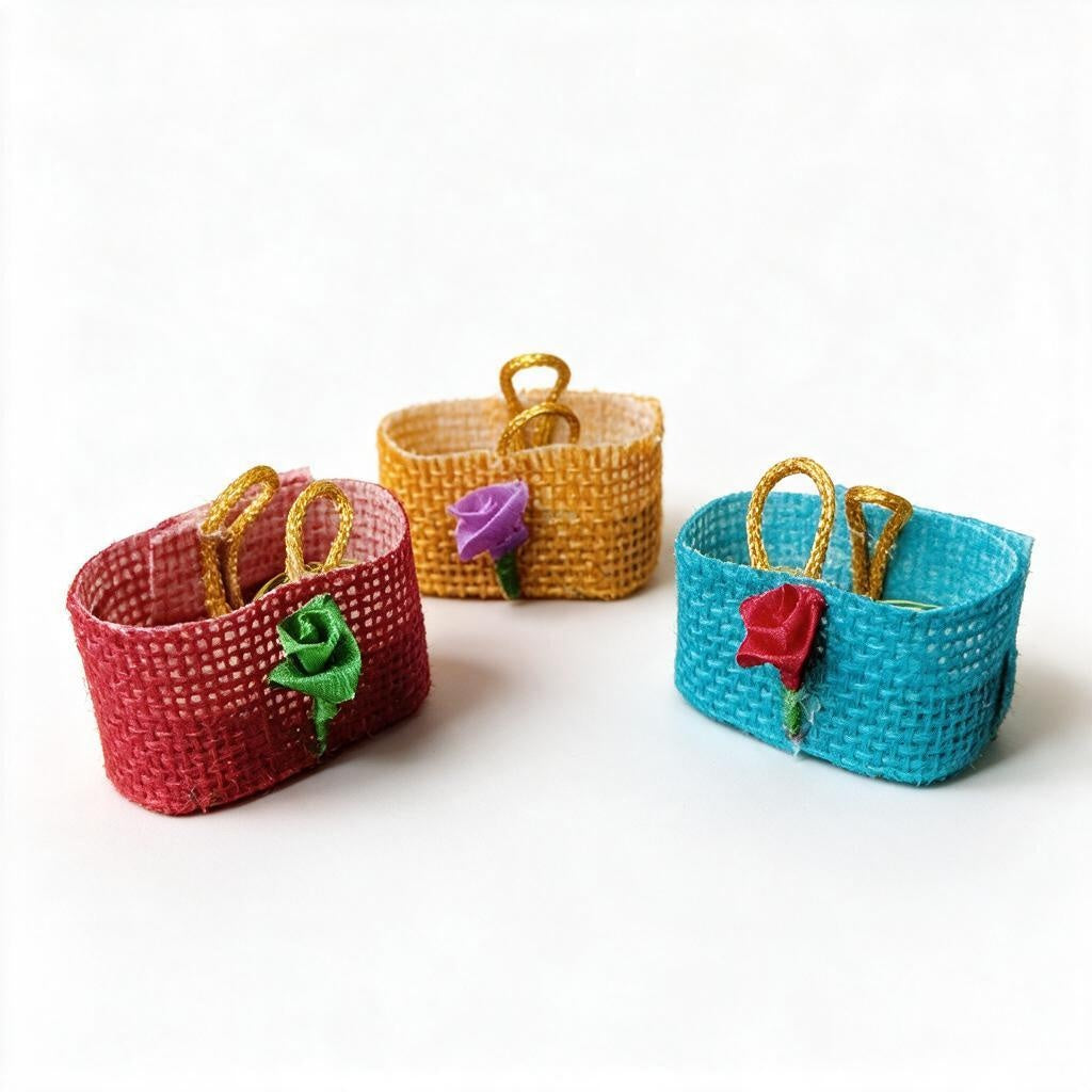 Mini Fabric Baskets With Handles, Assorted Colors product photo