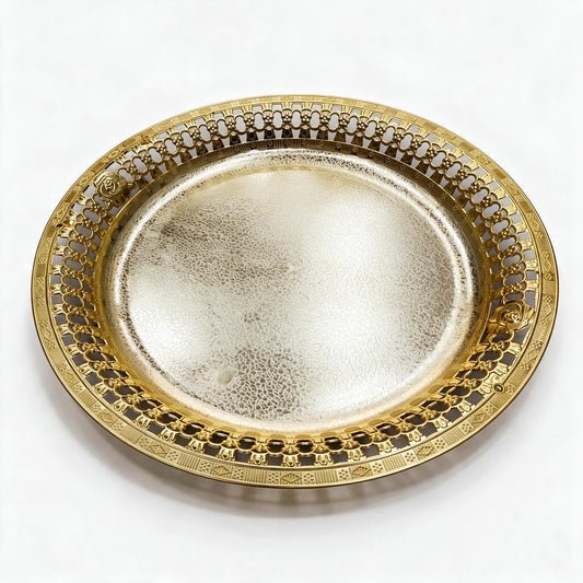 Gold-Tone Round Ornate Tray product photo