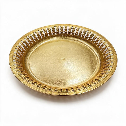 Gold-Tone Round Ornate Tray product photo