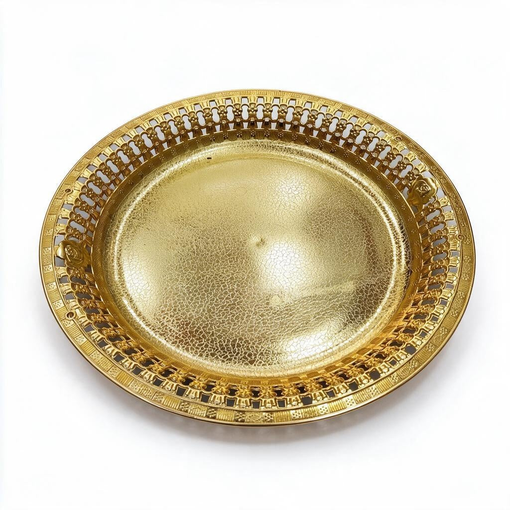 Gold-Tone Round Ornate Tray product photo