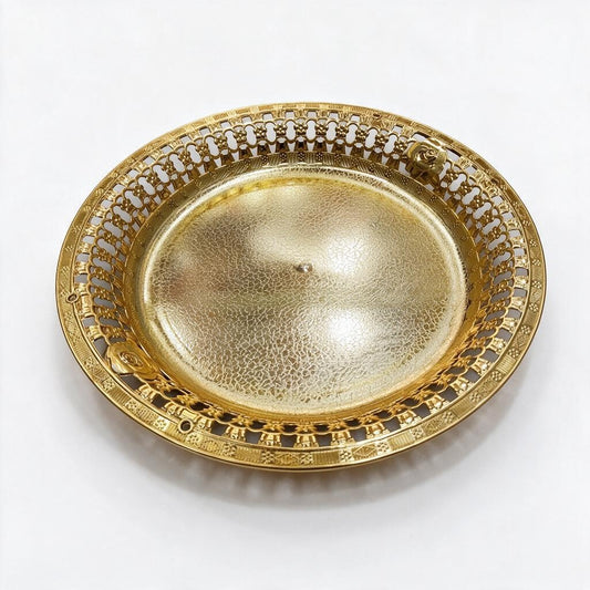 Gold-Tone Round Ornate Tray product photo