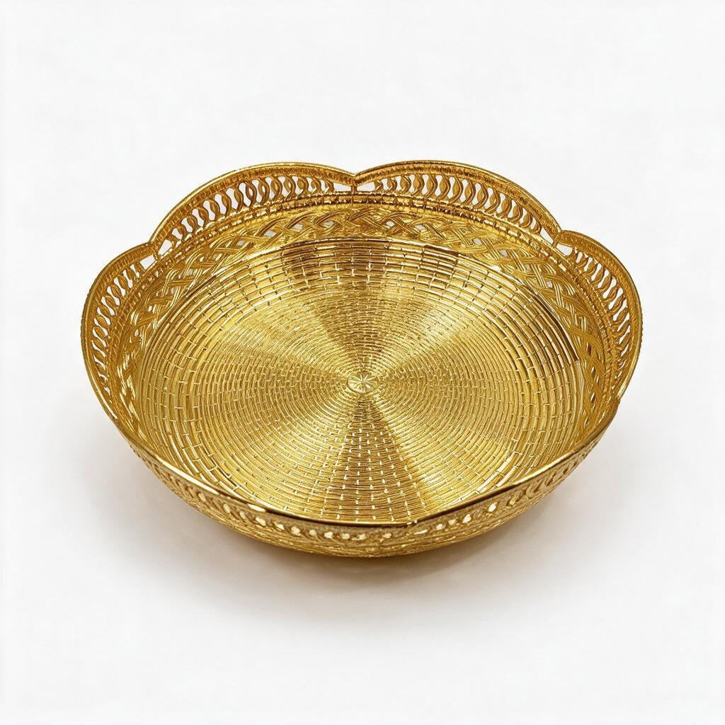 Gold-Tone Woven Basket/Tray product photo