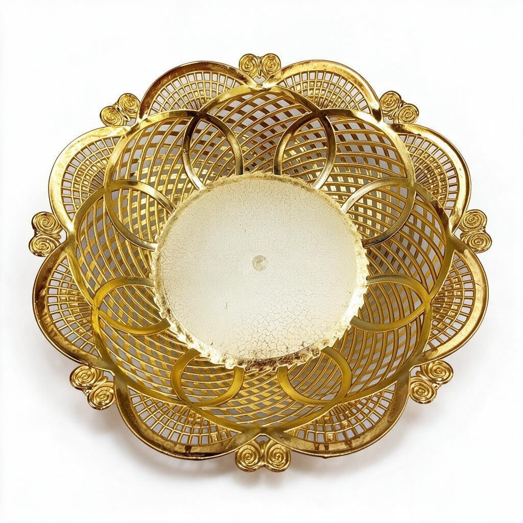 Gold-Tone Floral Basket/Tray product photo