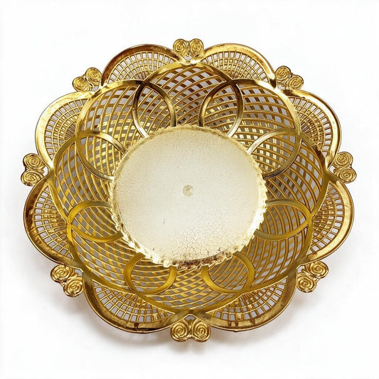 Gold-Tone Floral Basket/Tray product photo