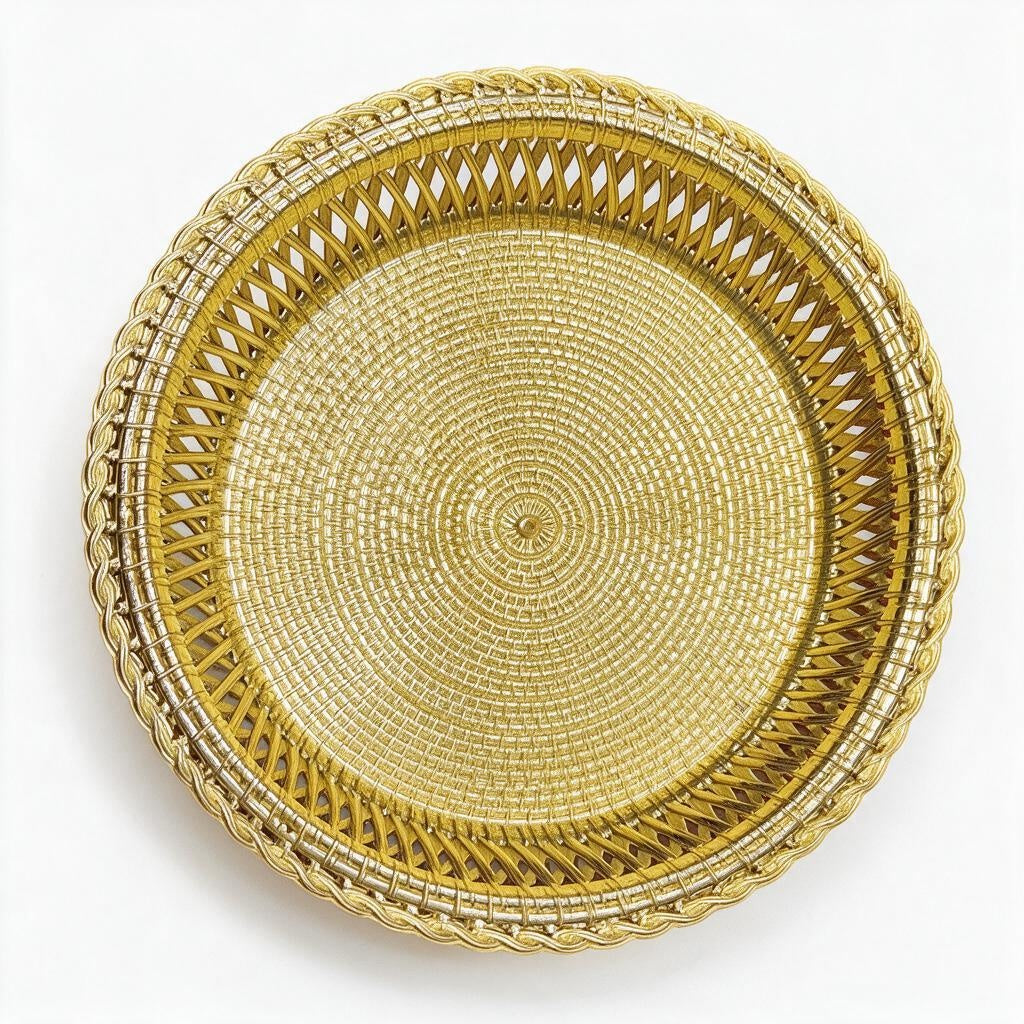 Gold-Tone Round Woven Tray product photo