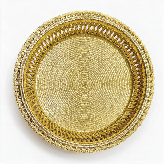 Gold-Tone Round Woven Tray product photo