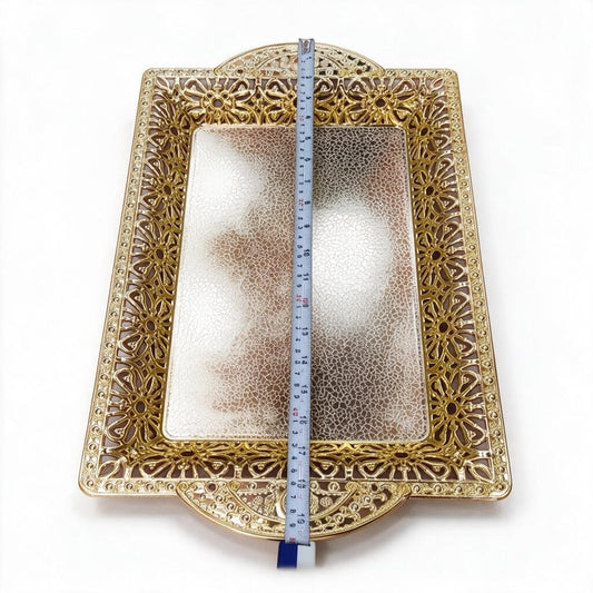 Gold-Tone Ornate Rectangular Tray product photo