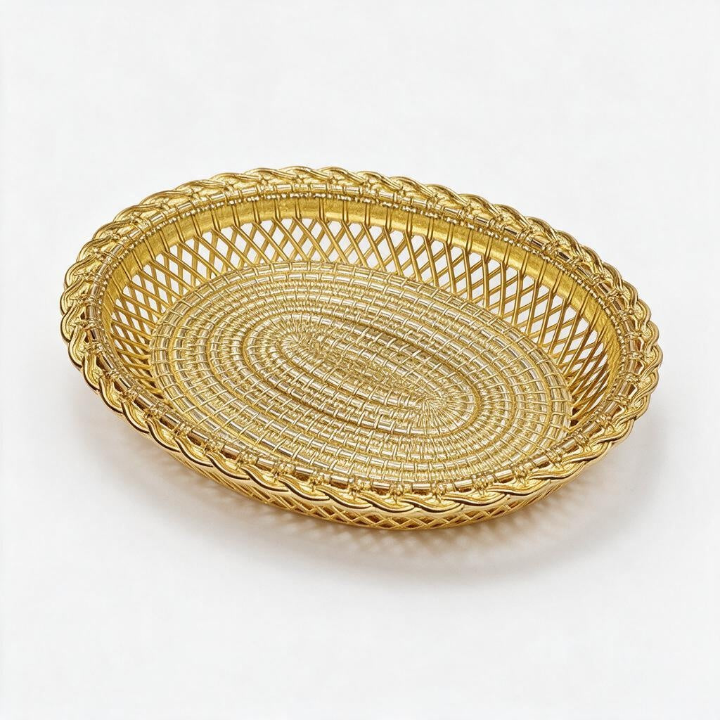 Gold-Tone Oval Woven Tray product photo