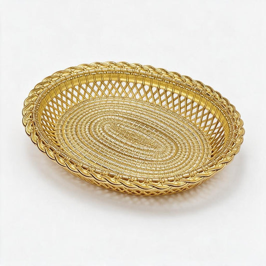 Gold-Tone Oval Woven Tray product photo