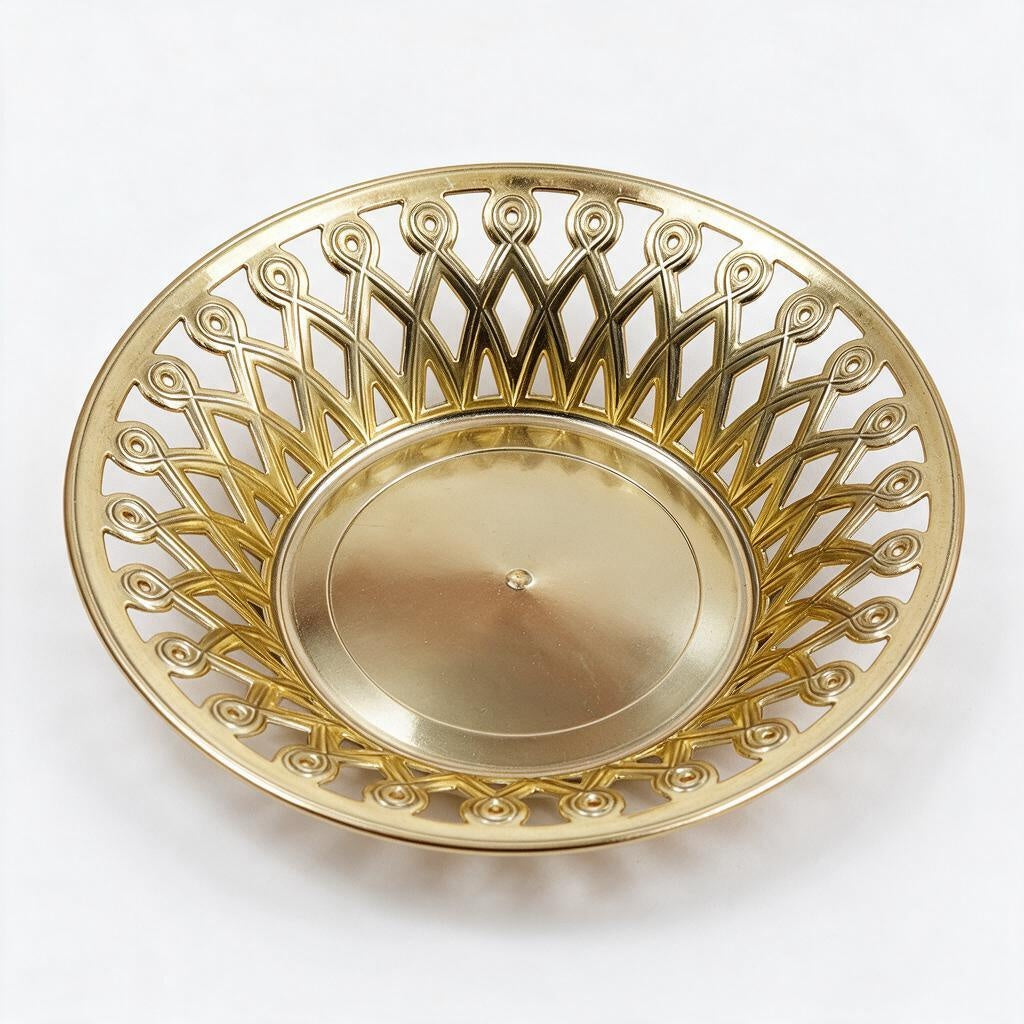 Gold-Tone Round Decorative Platter product photo