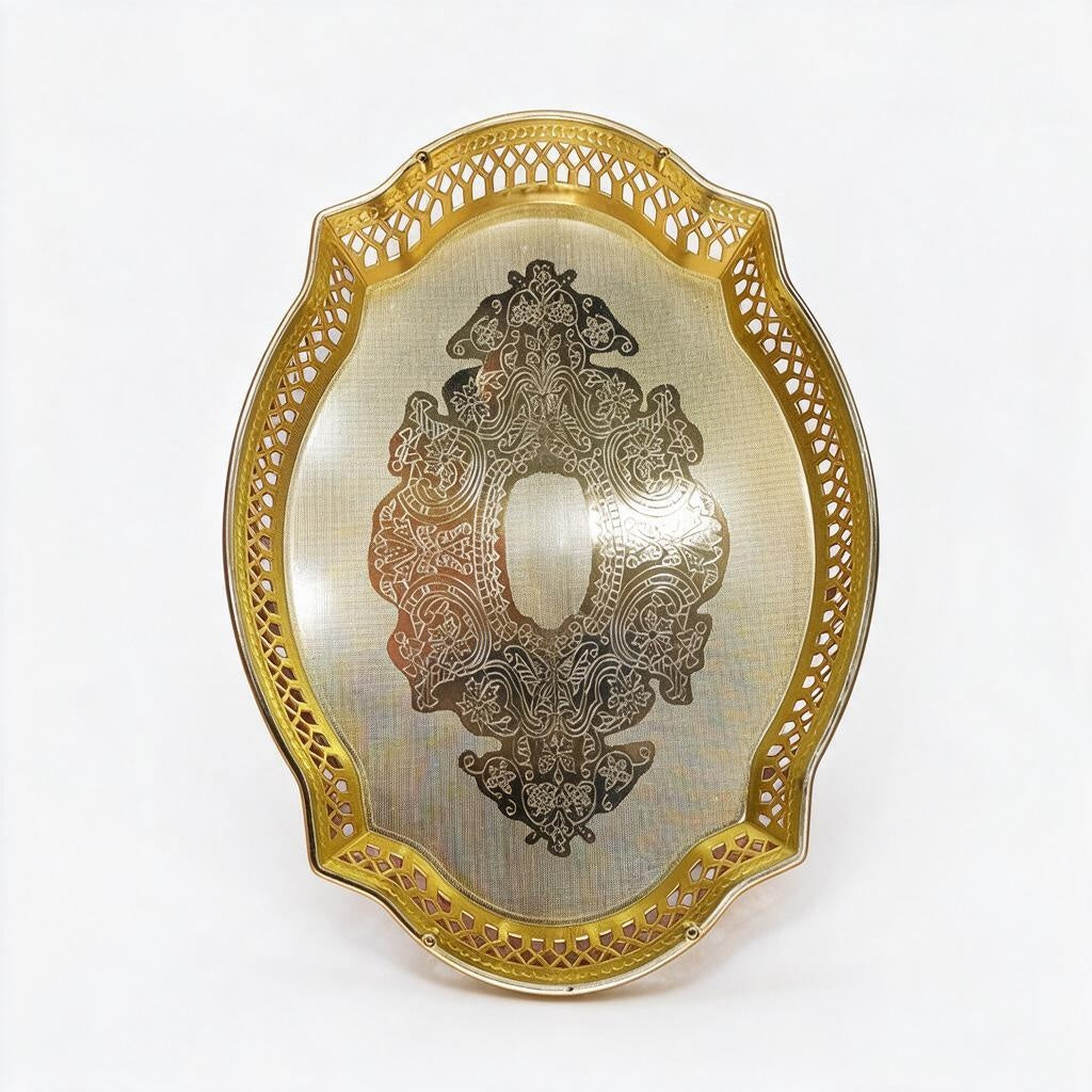 Gold-Tone Figurative Decorative Tray product photo
